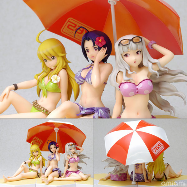 WAVE BEACH QUEENS - THE IDOLM@STER: Miki & Azusa & Takane DX Set w/Beach Parasol 1/10 Complete Figure 圖片 1