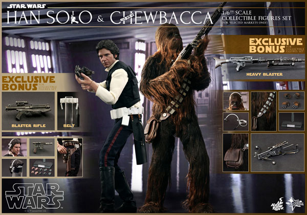Hot Toys Movie Masterpiece "Star Wars Episode IV: A New Hope" 1/6 Scale Figure: Han Solo & Chewbacca (2Pcs Set) [Toy Sapiens Exclusive]