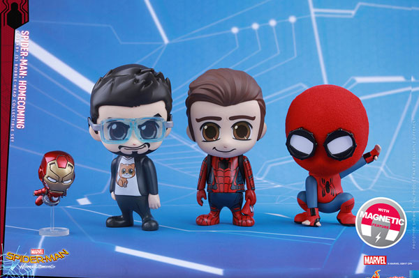 Hot Toys CosBaby "Spider-Man" Size S Spider-Man (Homemade Suit Ver.) & Peter Hoodie & Tony Stark