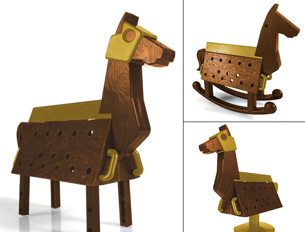 SkyTube Love Toys Vol.3 Sankaku Mokuba Wooden horse 1/12 Unpainted Assembly Kit รูปภาพ 1
