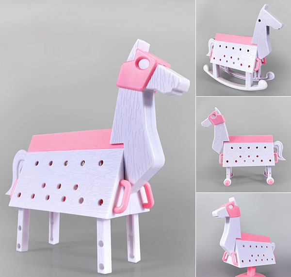 SkyTube Love Toys Vol.3 Sankaku Mokuba Wooden horse pink Ver. 1/12 Unpainted Assembly Kit รูปภาพ 1
