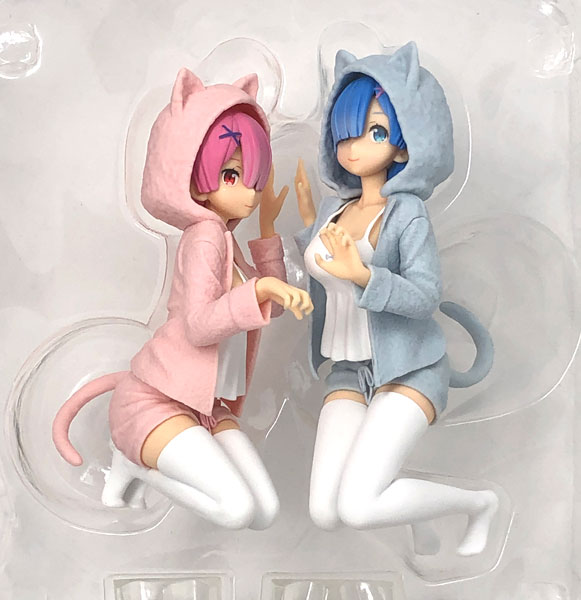 Banpresto 잇반쿠지 Re:ZERO -Starting Life in Another World- -언제나 당신과 함께- A상 - 렘 & 람 피규어 냥코 모드 (게임용 피규어)