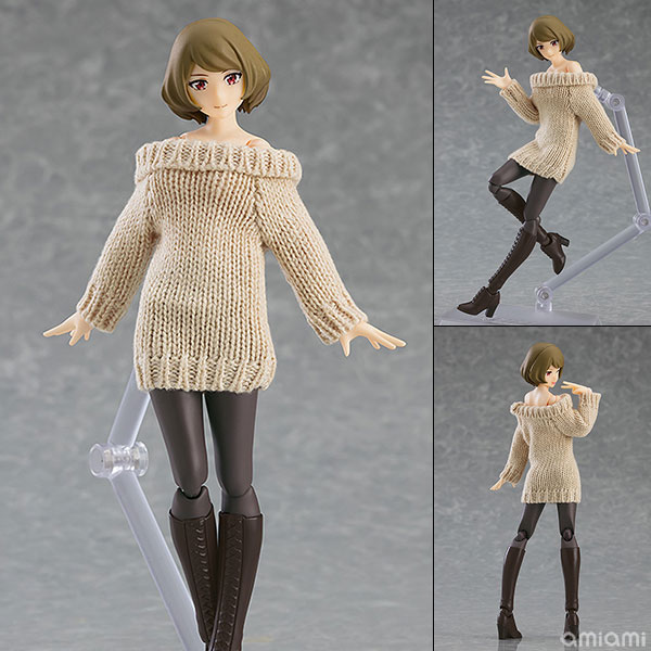 Max Factory figma Styles figma 여성체형 (치아키) with 오프숄더 스웨터 드레스