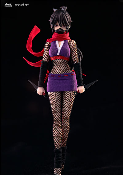HASUKI [Bonus] pocket art Series PA002 Female Ninja Hagi 1/12 Complete Model Action Figure imagen 1