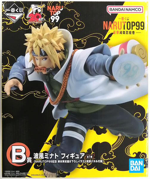 BANDAI SPIRITS Ichiban Kuji NARUTOP99 -Luxurious and Gorgeous Ninja Picture Scroll- B Prize - Minato Namikaze Figure (w/NARUTOP99 Commemorative Masashi Kishimoto New Illustration Background Panel) (Game-prize)