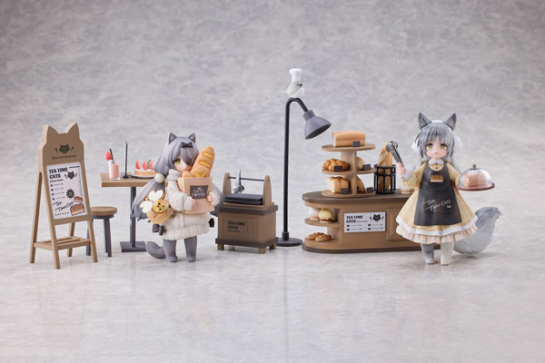 RIBOSE [Bonus] "Tea Time Cats Scene" Meow Town "Bread House" Clerk & Customer Set Complete Figure