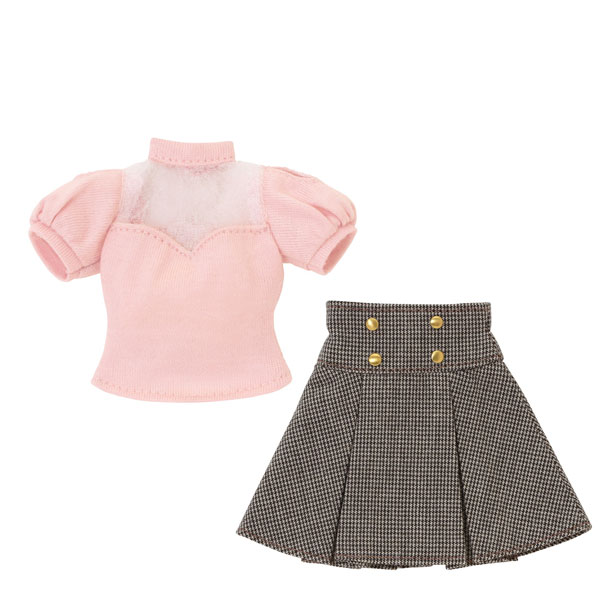 Azone 1/6 Q'z Decollete See Through Tops & Mini Skirt set Pink x Brown Checker (DOLL ACCESSORY) รูปภาพ 1