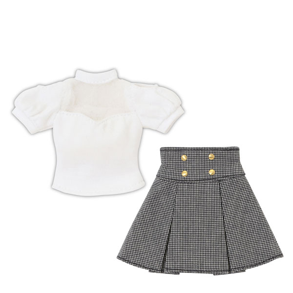Azone 1/6 Q'z Decollete See Through Tops & Mini Skirt set White x Black Checker (DOLL ACCESSORY) 圖片 1