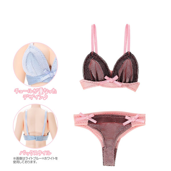 Azone 1/6 Q'z Overture Bra & Shorts set Pink x Black (DOLL ACCESSORY)