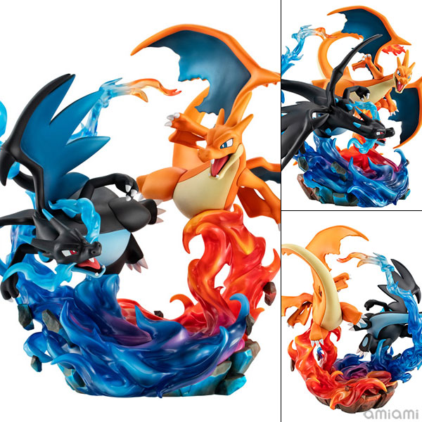 MegaHouse G.E.M. EX Series Pokemon Mega Charizard X & Mega Charizard Y Complete Figure