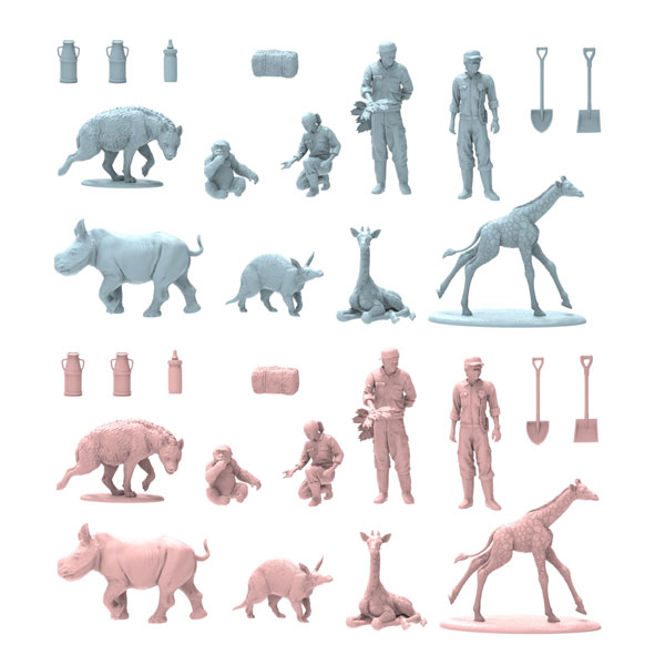 Kaiyodo ARTPLA Zookeeper & Baby Gorilla Set Set of All 6 Types