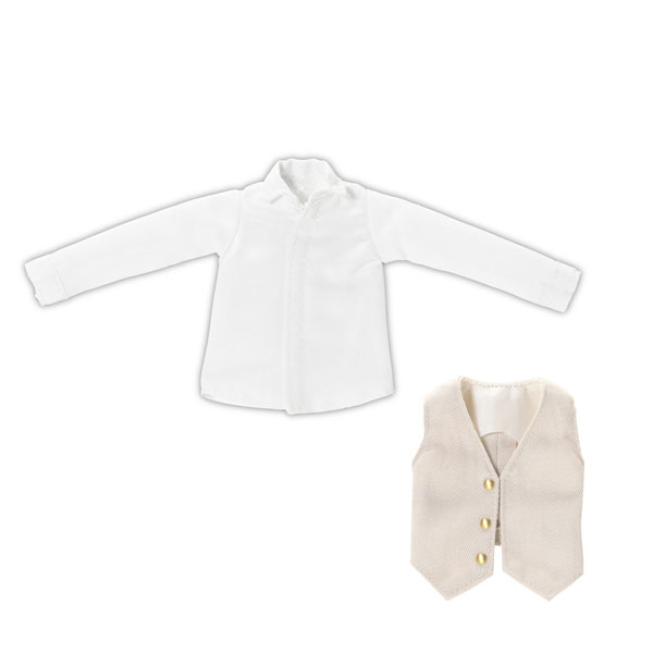 Azone 1/6 PNXS Shirt & Gilet set Beige x White (DOLL ACCESSORY) image 1