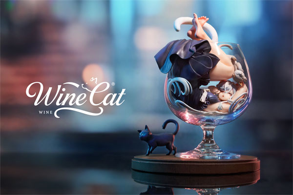 WE ART DOING "Cats are Liquid" illustration by Karaage Toufu Silver Moon Complete Figure