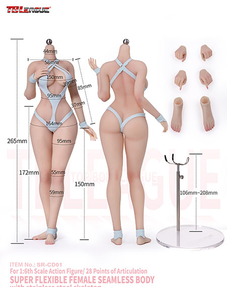 TB League 1/6 Alluring Kitty Girl Platinum Silicone Female Body Small Bust รูปภาพ 1