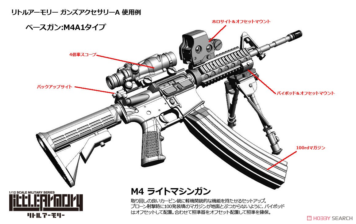 Tomytec 1/12 Little Armory (LD022) Waffen-Zubehör A2 (Militärkarabiner MOD) (Plastikmodell) Bild 7