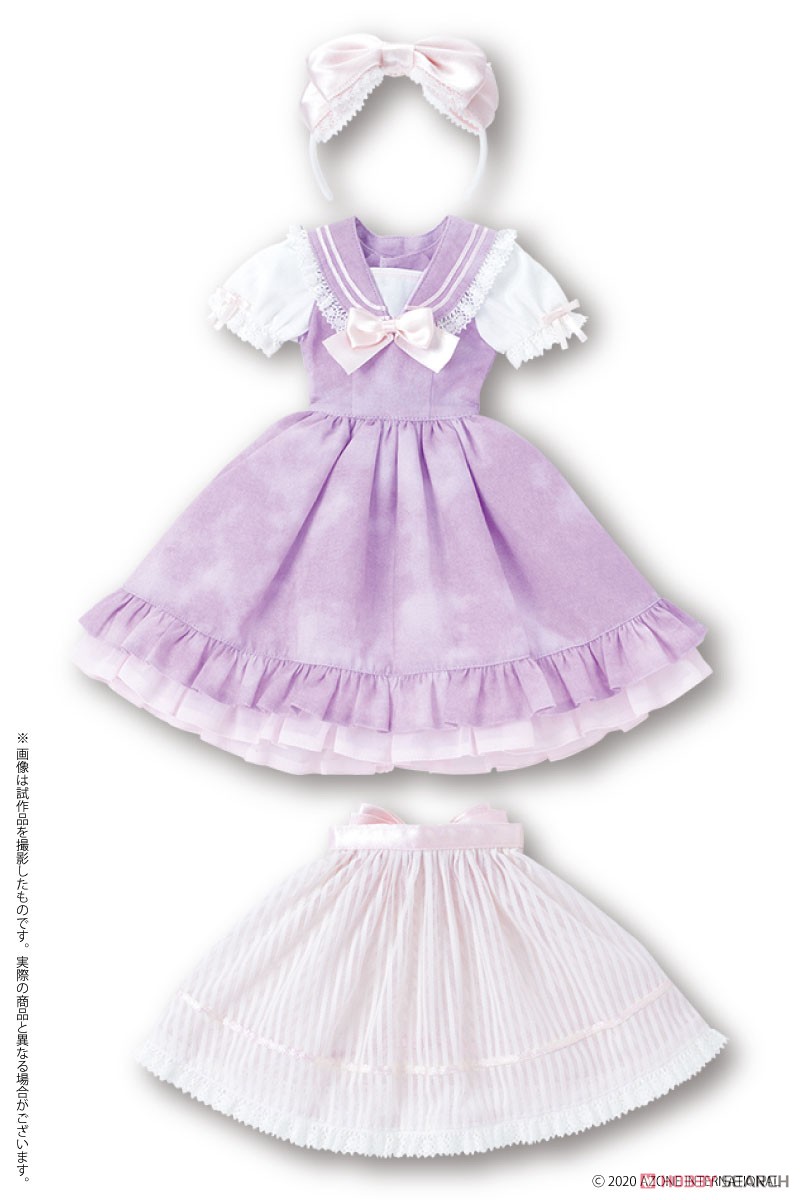 Azone International 45 스위트 세일러 원피스 세트 (라벤더 x 핑크 리본) (패션돌) 이미지 2