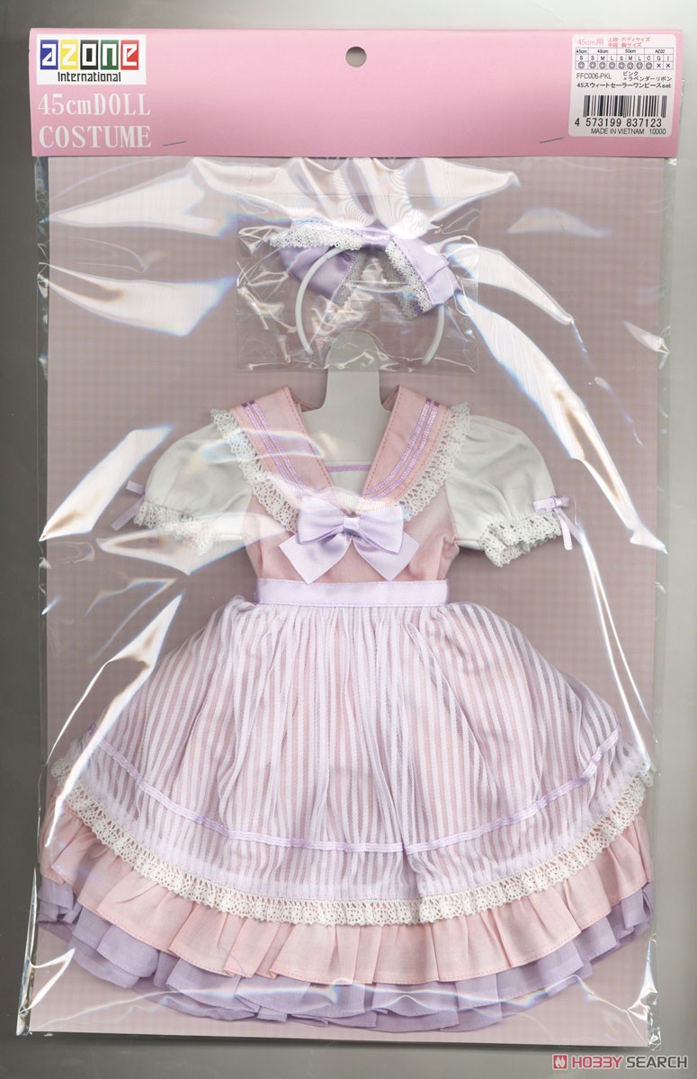 Azone International 45 스위트 세일러 원피스 세트 (핑크 x 라벤더 리본) (패션돌) 이미지 3