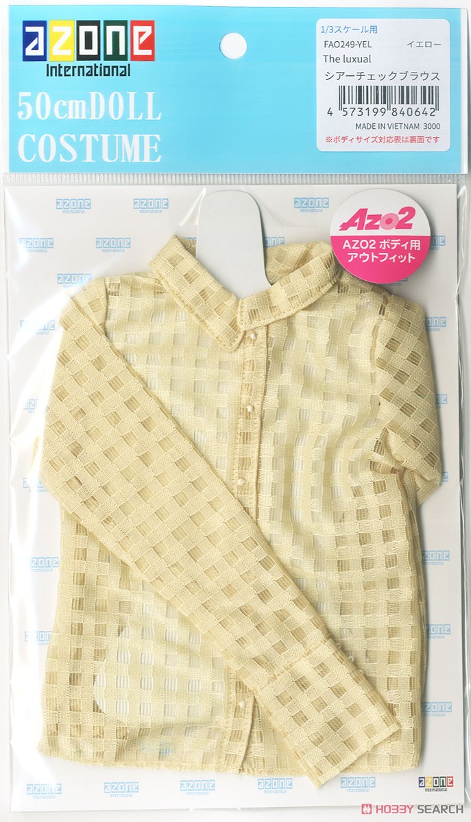 Azone International AZO2 The Luxual Sheer Check Blouse (Yellow) (Fashion Doll) hình ảnh 4