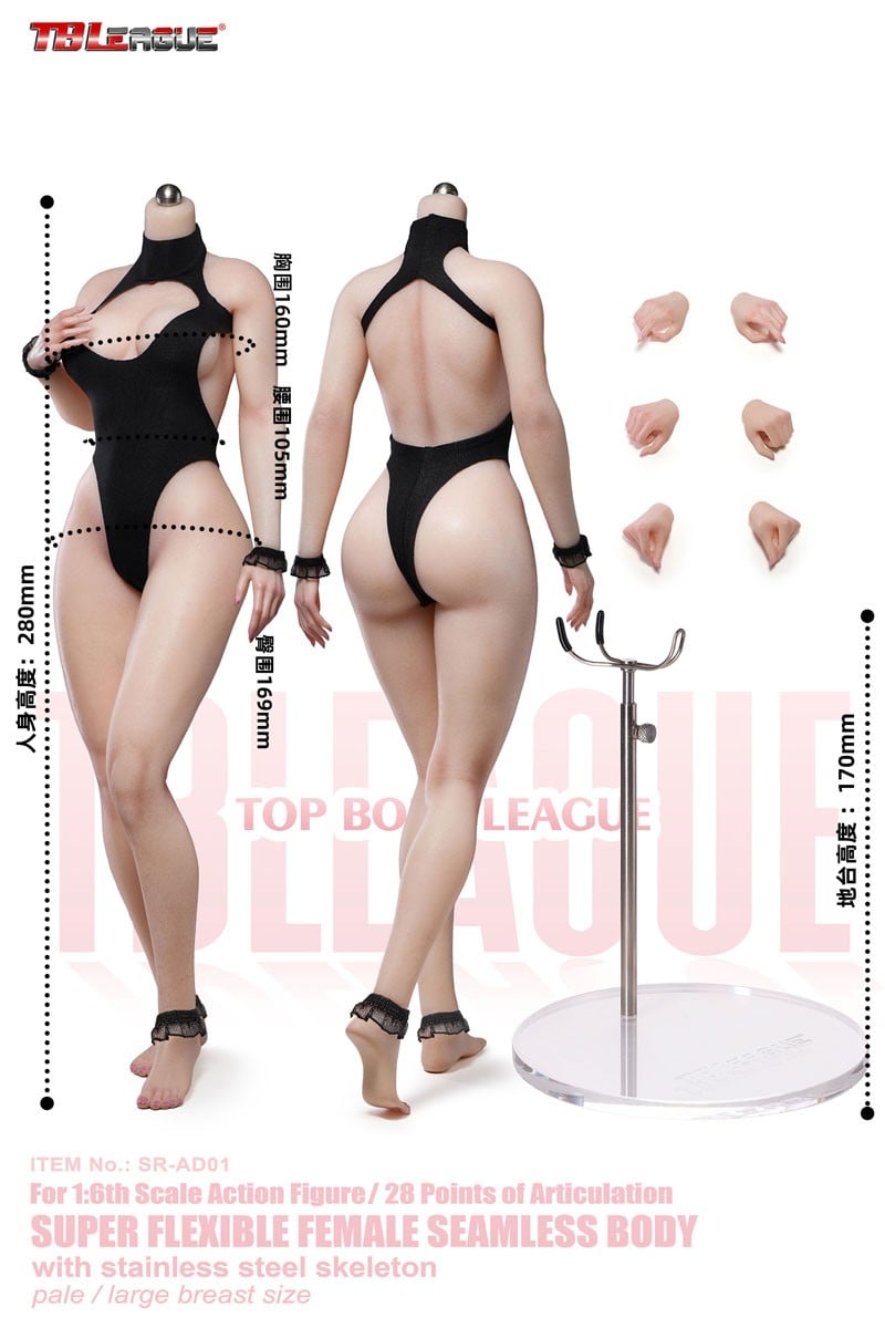 TB League TB League 1/6 Super Flexible Female Seamless Body Pale Large Bust SR-AD01 (New Proportions) รูปภาพ 4