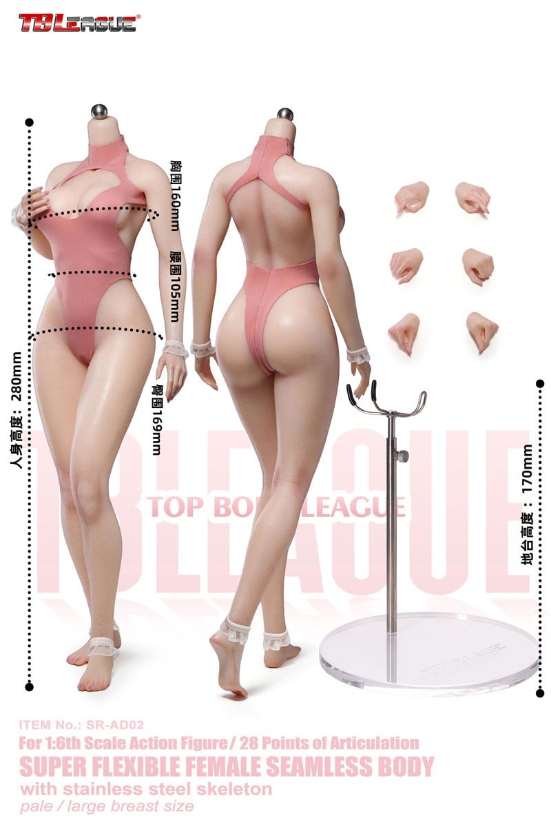 TB League TB League 1/6 Super Flexible Female Seamless Body Pale Large Bust SR-AD02 (New Proportions) รูปภาพ 4