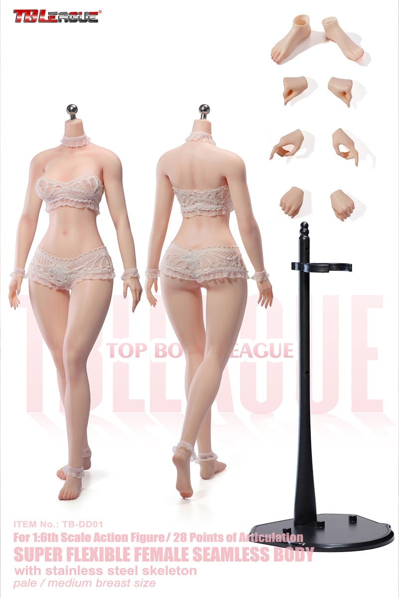 TB League TB League 1/6 Super Flexible Female Seamless Body with Slim Waist and Curvy Body, Headless, Detachable Ankles, Pale Skin รูปภาพ 3