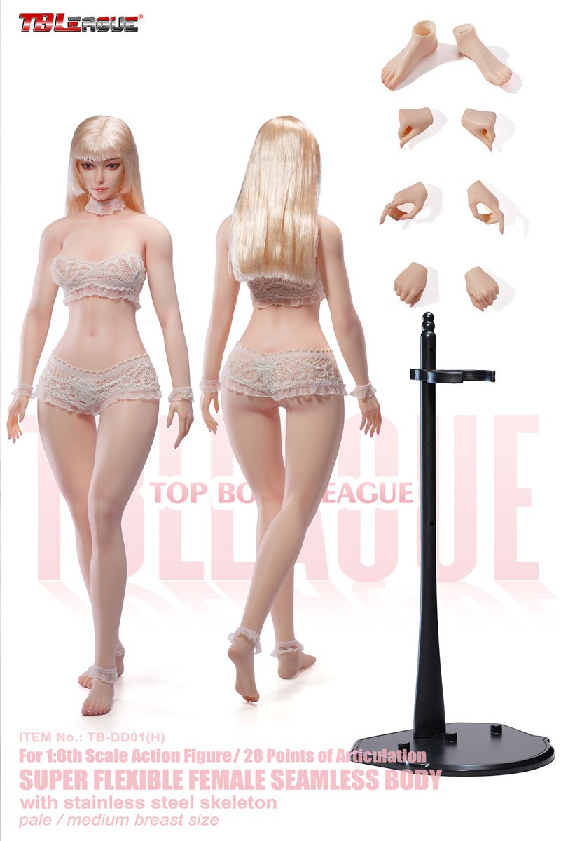 TB League TB League 1/6 Super Flexible Female Seamless Body with Slim Waist and Curvy Body, Head Included, Detachable Ankles, Pale Skin รูปภาพ 3