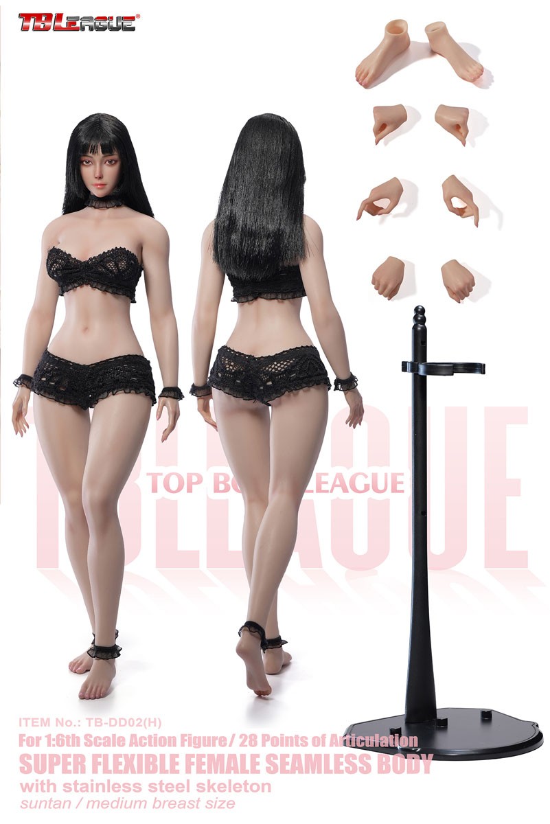 TB League TB League 1/6 Super Flexible Female Seamless Body with Slim Waist and Curvy Body, Head Included, Detachable Ankles, suntan รูปภาพ 3