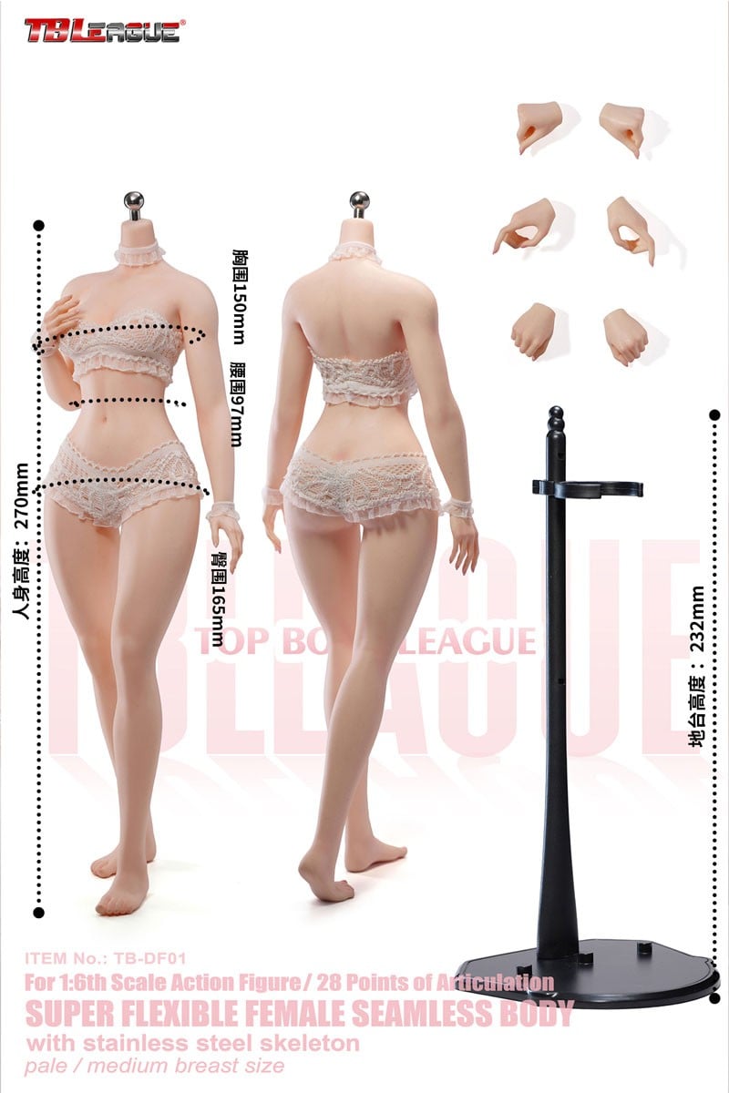 TB League TB League 1/6 Super Flexible Seamless Female Body with Slim Waist and Curvy Body, Headless, Legs Integrated, Pale Skin รูปภาพ 3