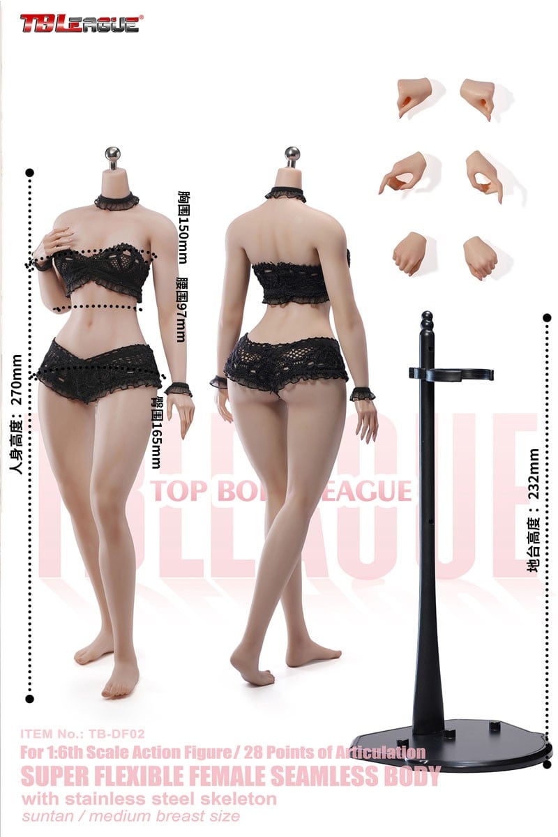 TB League TB League 1/6 Super Flexible Seamless Female Body with Slim Waist and Curvy Body, Headless/Integrated Legs/Suntan รูปภาพ 3