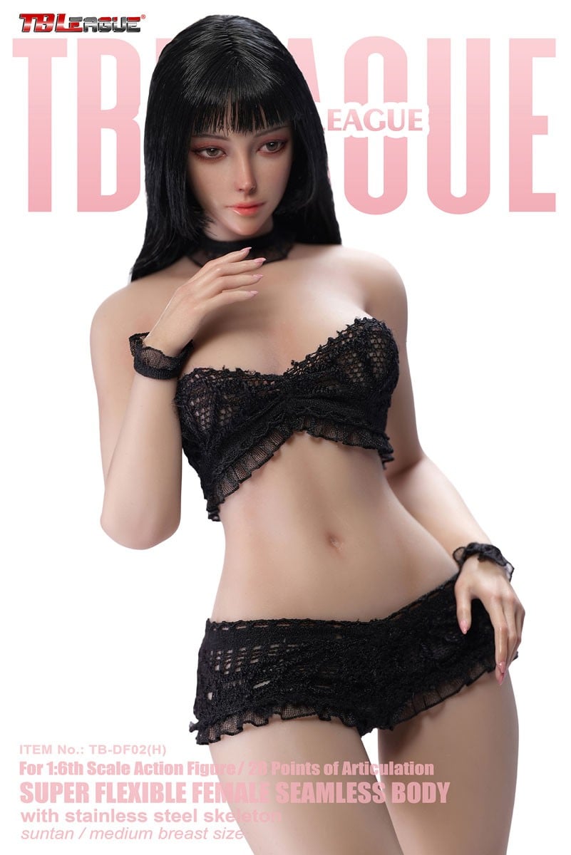 TB League TB League 1/6 Super Flexible Seamless Female Body with Slim Waist and Curvy Body, Head and Legs Included, Suntan รูปภาพ 4