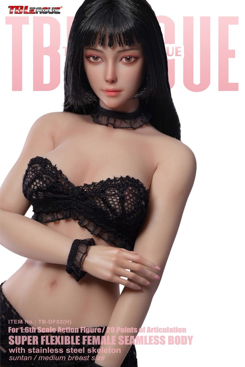 TB League TB League 1/6 Super Flexible Seamless Female Body with Slim Waist and Curvy Body, Head and Legs Included, Suntan รูปภาพ 5