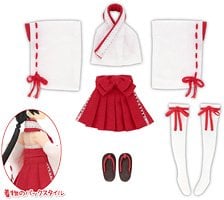 Azone International 1/12 Sexy Shrine Maiden Set (Kimono, Detachable Sleeves (Left and Right Pair), Hakama, Socks, Geta) (Scarlet) (Fashion Doll)