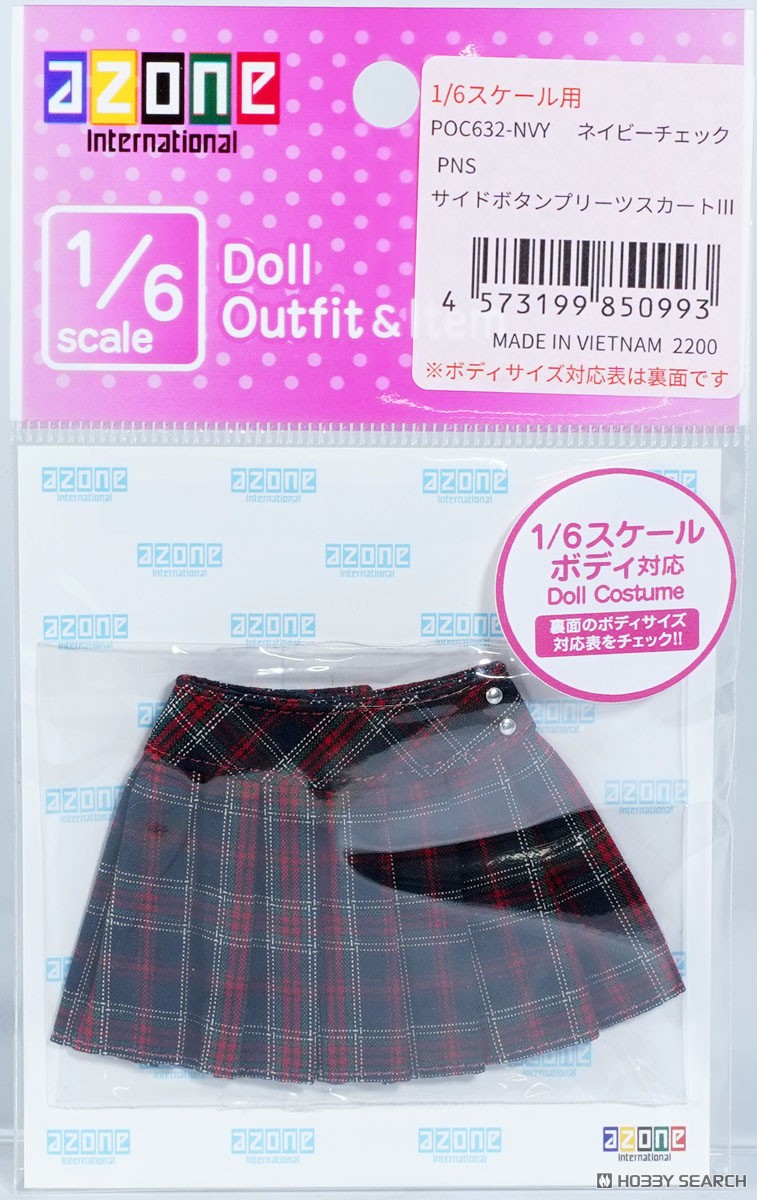 Azone International PNS Side Button Pleated Skirt III (Navy Check) (Fashion Doll) imagen 6