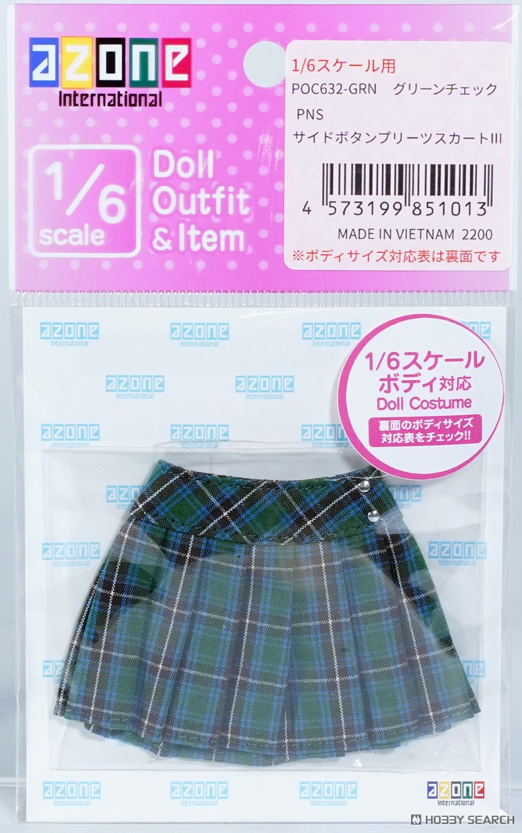 Azone International PNS Side Button Pleated Skirt III (Green Check) รูปภาพ 5