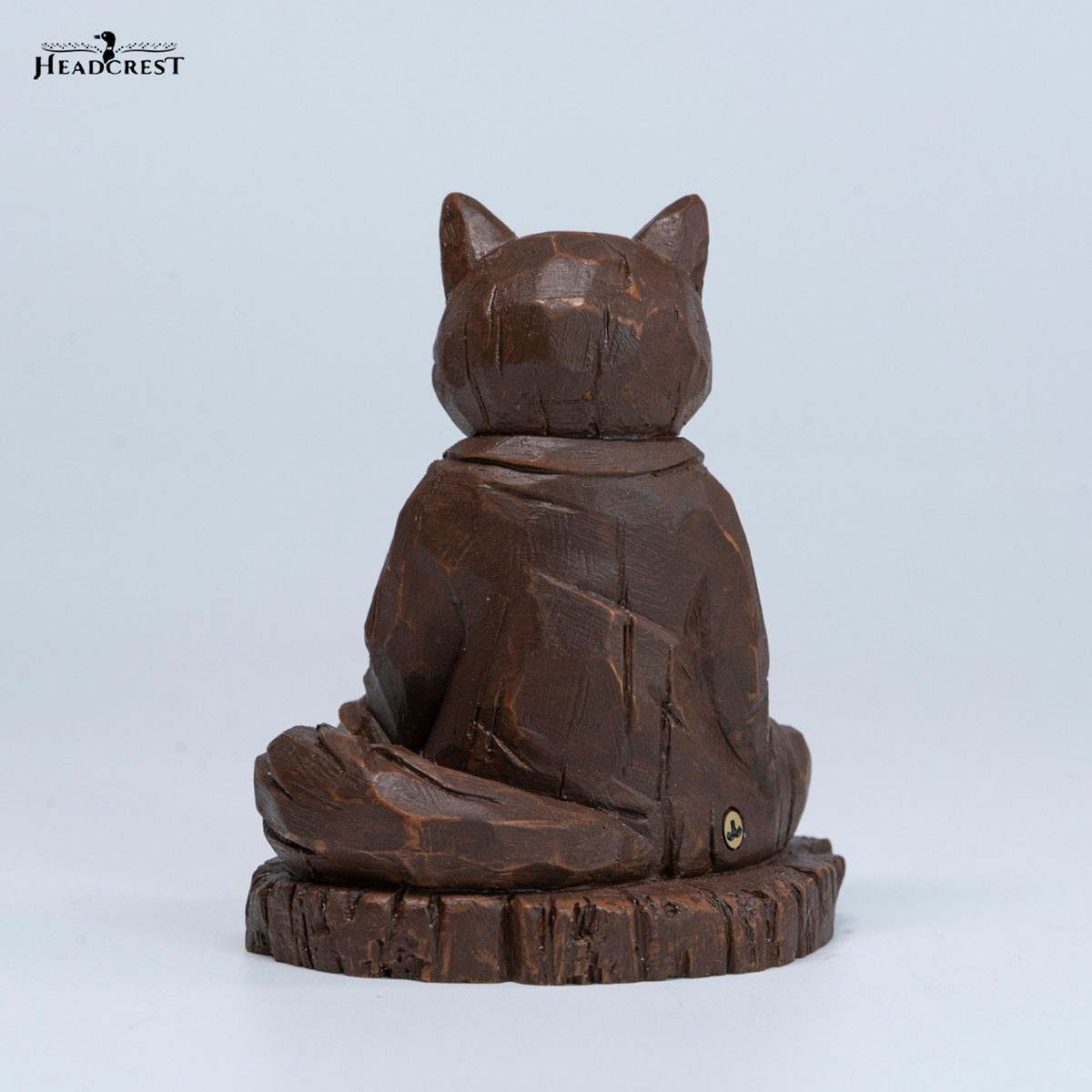 Headcrest Headcrest Zen Cat Wood-Carved Style Figure C รูปภาพ 5