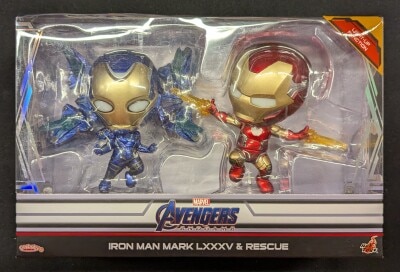 HOTTOYS COSBABY (S) BOBBLE HEAD COLLECTIBLE SET IRON MAN MARK LXXXV and RESCUE COSB650