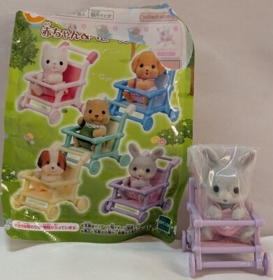 Epoch Co Sylvanian Families Baby Collection Baby & Stroller Set, Cotton Rabbit and Comfrey
