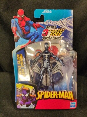 3FIERCEST FOES BATTLE HASBRO CARDS! BATTLE GLIDER BLACK COSTUME SPIDER-MAN 3.75 inch