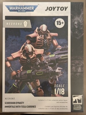 JOYTOY WARHAMMER40000 NECRONS SZAREKHAN DYNASTY IMMORTAL WITH TASLA CARBINES 1/18 รูปภาพ 1