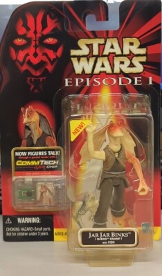 TOMY COLLECTION 1 JAR JAR BINKS / (NABOO SWAMP) WITH FISH 3.5 Inch รูปภาพ 1