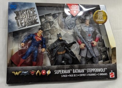 Mattel 3 PACK SUPERMAN / BATMAN / STEPPENWOLF gambar 1