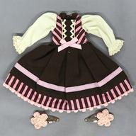 ドールアクセサリー 1/6用 イチゴチョコ長ワンピース＆手編みパッチンピンセット