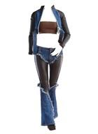 ドールアクセサリー 1/6 女性用 アウトフィット レトロ・パッチワーク デニムスーツ セット