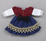 ドールアクセサリー 11cm用 おめかしワンピ(ボルドー×紺)