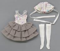 ドールアクセサリー 22cm用 3段フリルワンピースドレスセット(グレー) 2022年度版バレンタインドレス リカちゃんキャッスル限定