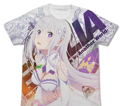 COSPA Re:ZERO -Starting Life in Another World- Emilia Full Graphic T-shirt / WHITE - XL รูปภาพ 1