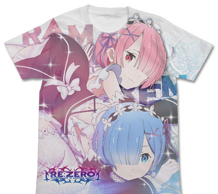 COSPA Re:ZERO -Starting Life in Another World- 람 & 렘 풀 그래픽 티셔츠 / WHITE - L 이미지 1