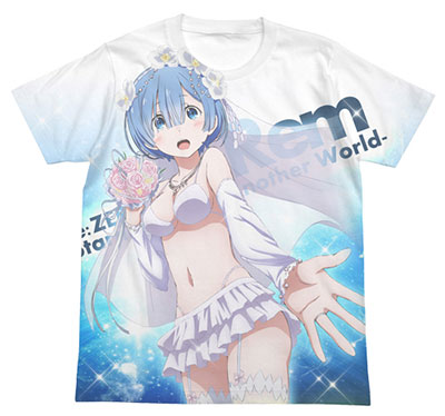 COSPA Re:ZERO -Starting Life in Another World- Wedding Rem Full Graphic T-shirt / WHITE - M