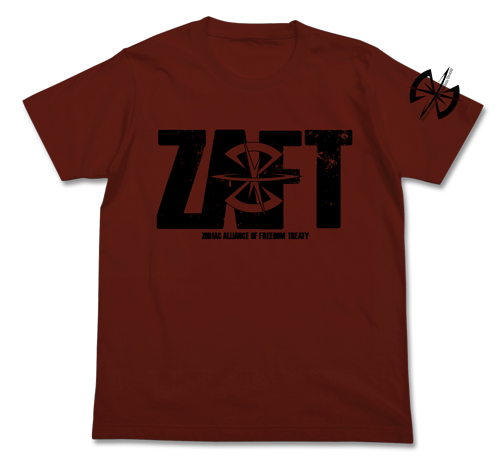 COSPA 기동전사 건담 SEED - Z.A.F.T 로고 티셔츠 / BURGUNDY-XL