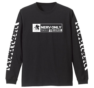 COSPA EVANGELION - NERV Sleeve Rib Long Sleeve T-shirt / BLACK-XL
